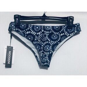 Mooskini Womens Medium Blue Floral Bikini Bottom Boho Festival Swim Suit
